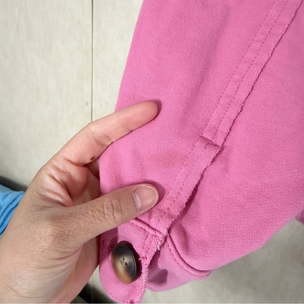 American Eagle Women’s Textured Big Hug Hooded Waffle Shaket Button Front Pink M - Picture 13 of 14